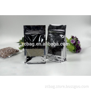 flat bottom square standup zipper boxpouch quad eight side seal gusset packaging bags
